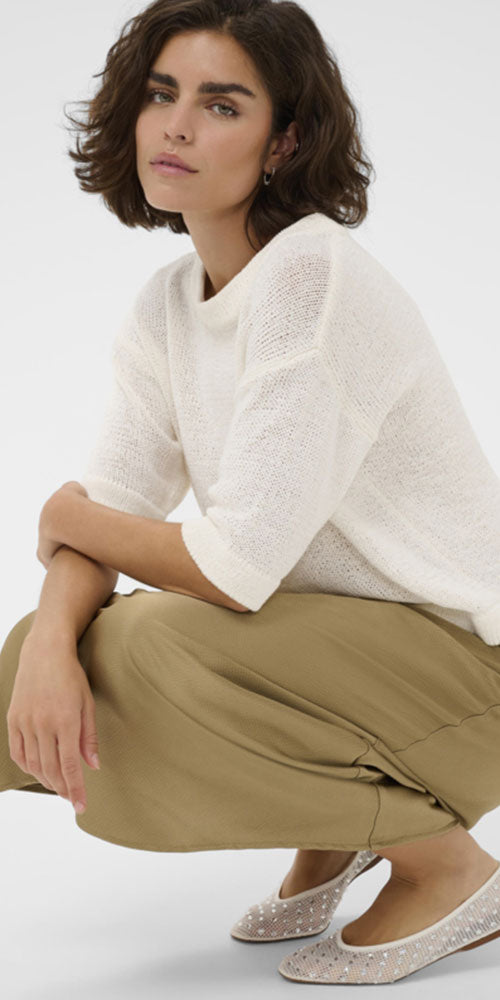 Kaffe Cotton Knit Short Sleeve Sweater