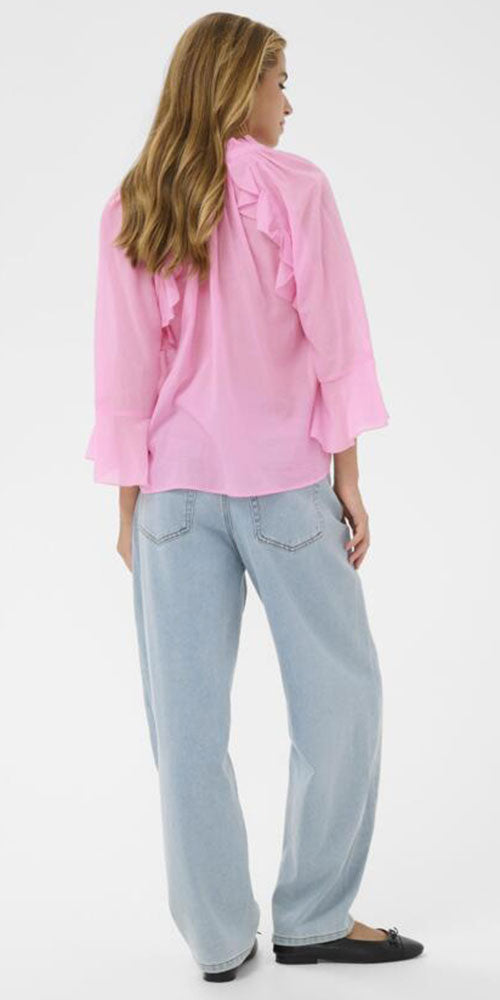 Kaffe Ruffle Blouse, pink