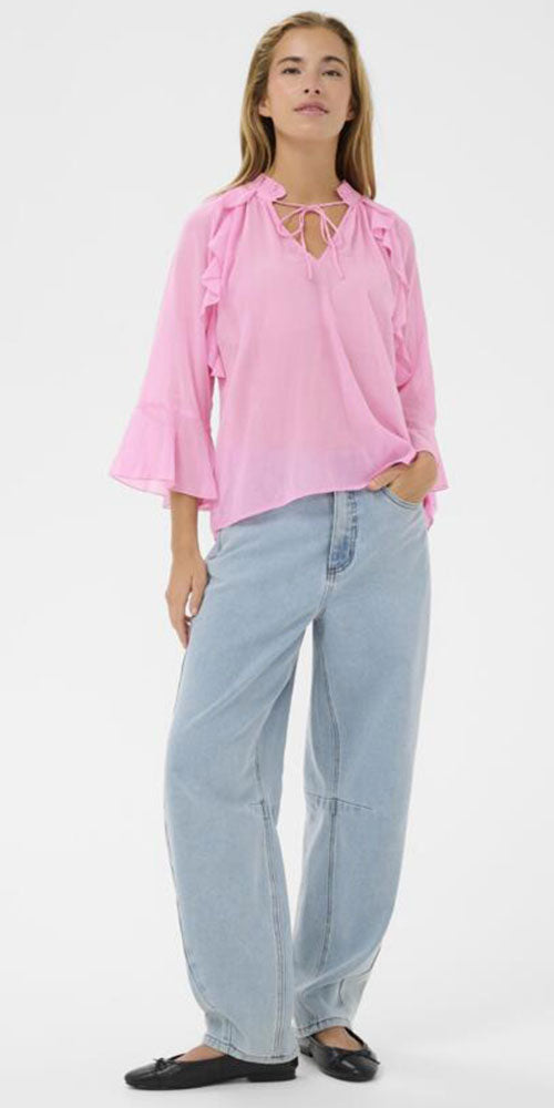 Kaffe Ruffle Blouse, pink