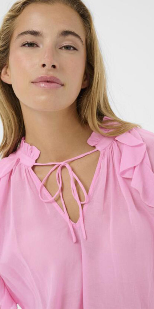 Kaffe Ruffle Blouse, pink