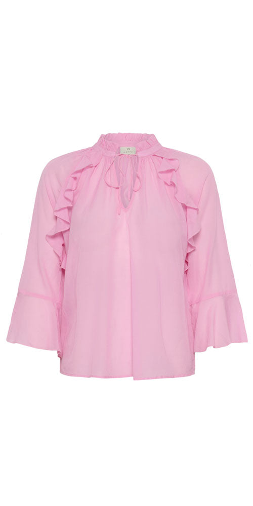 Kaffe Ruffle Blouse, pink