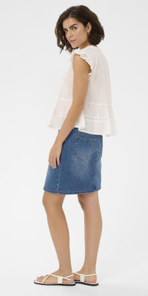 Kaffe Cotton Tiered Blouse, white