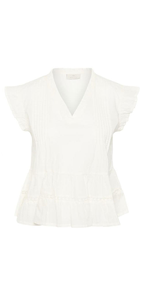 Kaffe Cotton Tiered Blouse, white
