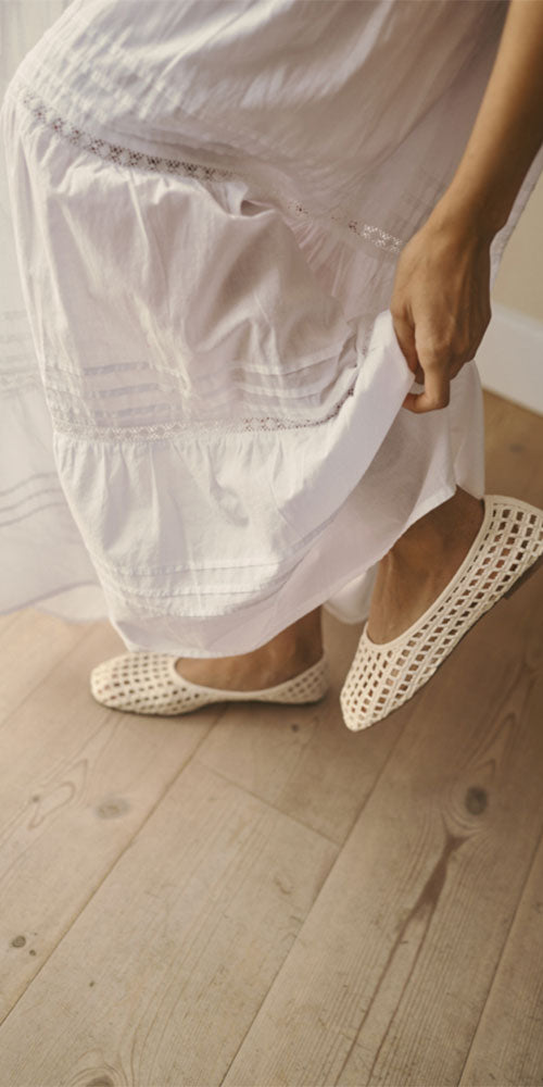 Kaffe Tiered Cotton Skirt, white