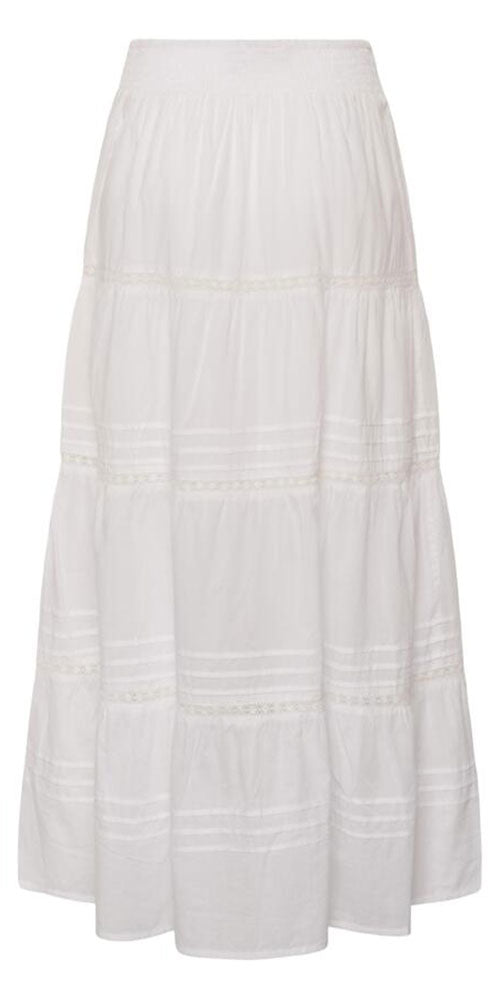 Kaffe Tiered Cotton Skirt, white