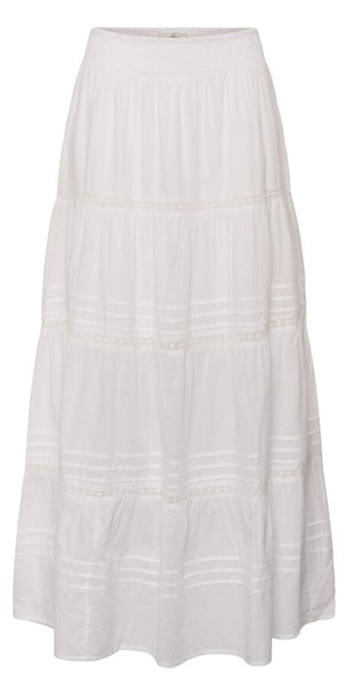 Kaffe Tiered Cotton Skirt, white