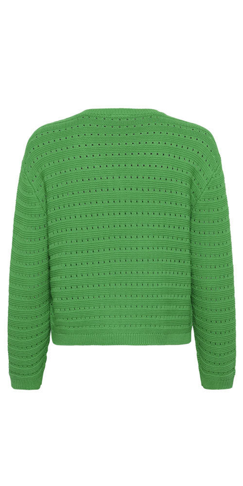 Kaffe Eyelet Knit V-neck Sweater, green