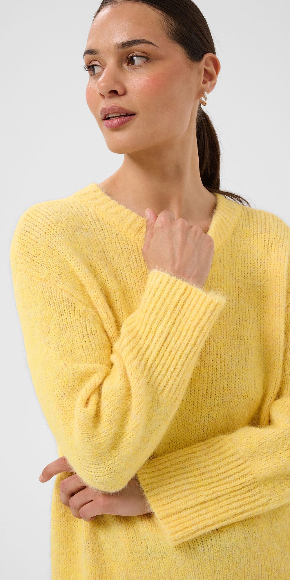 Kaffe Relaxed Crew Neck Sweater, yellow