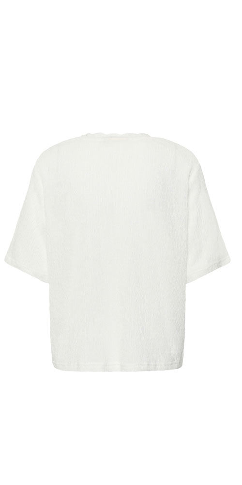 Kaffe Crinkle Lace Trim Top, white