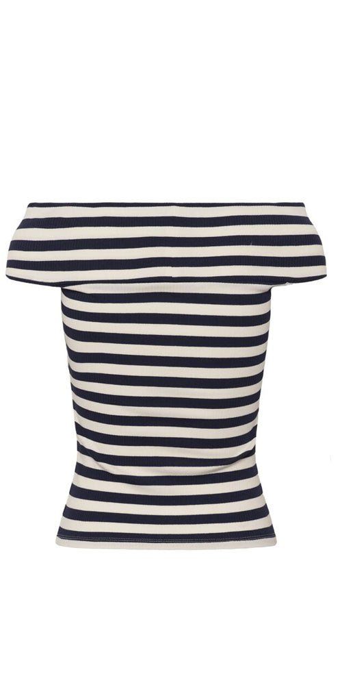 Kaffe Criss Cross Top, navy stripe