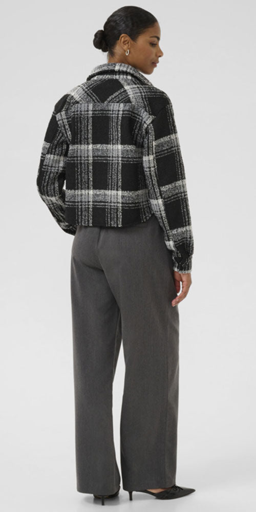 Kaffe Cropped Check Shacket