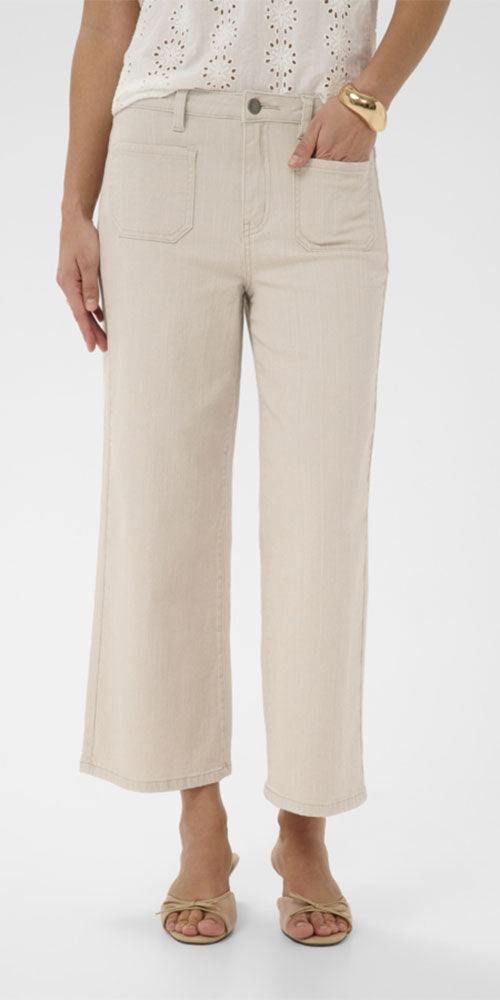 Kaffe Cropped Sailor Jeans, oat