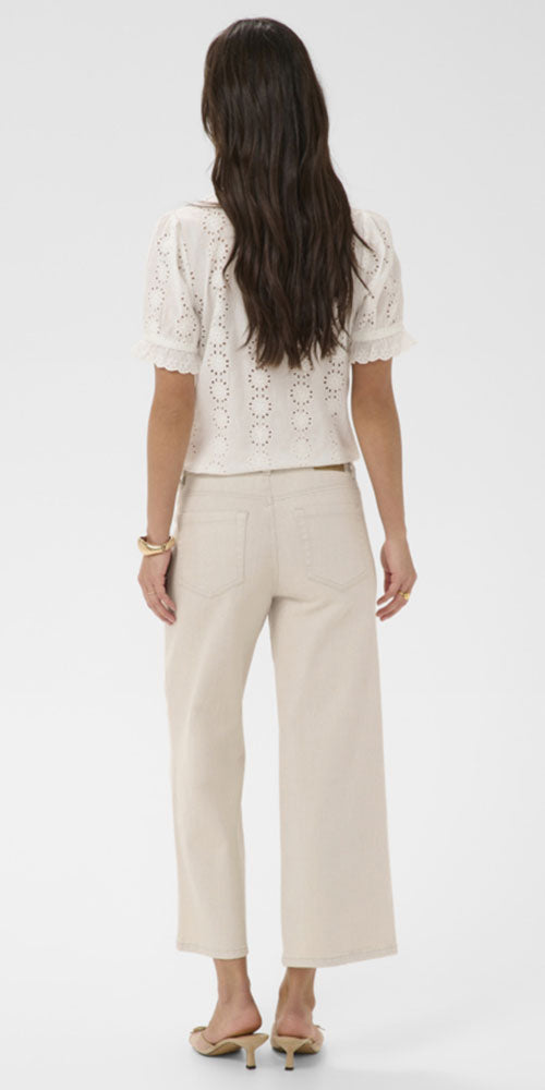 Kaffe Cropped Sailor Jeans, oat