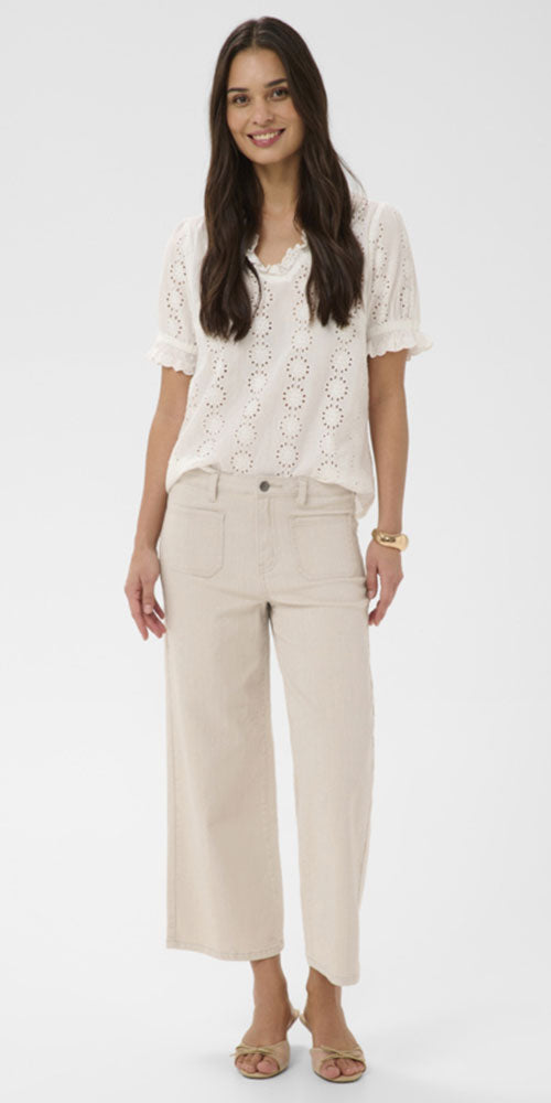 Kaffe Cropped Sailor Jeans, oat