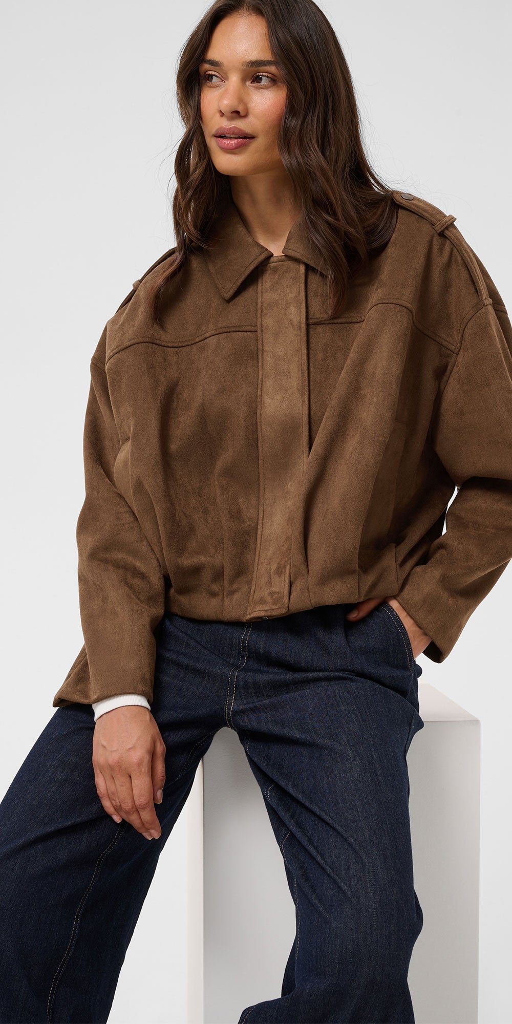 Kaffe Faux Suede Bomber Jacket