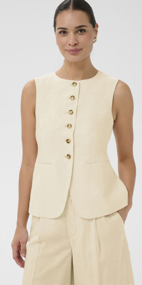 Kaffe Fitted Waistcoat, natural
