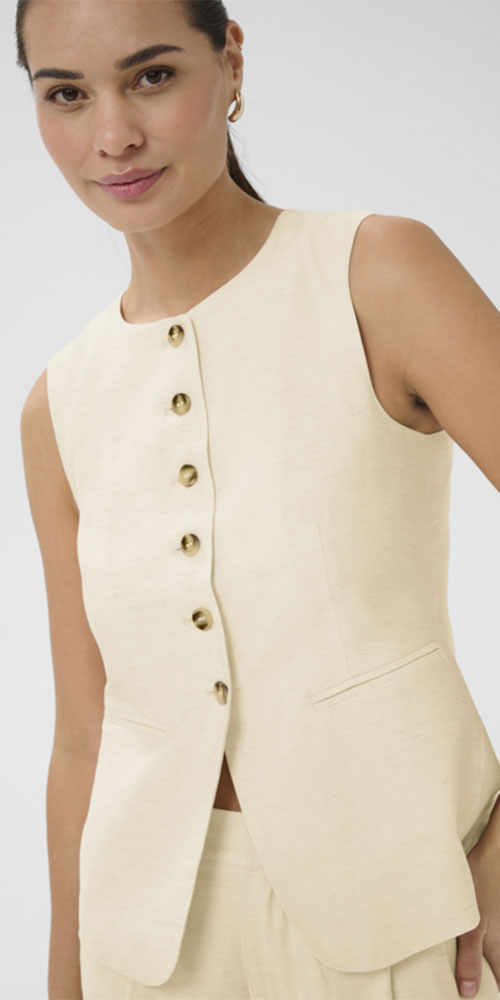 Kaffe Fitted Waistcoat, natural