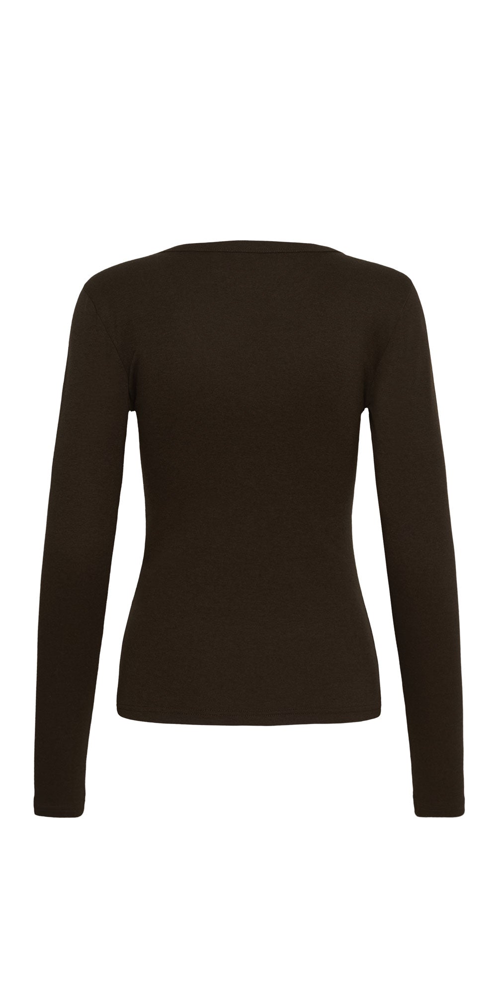 Kaffe Fitted V-neck Top, chocolate brown