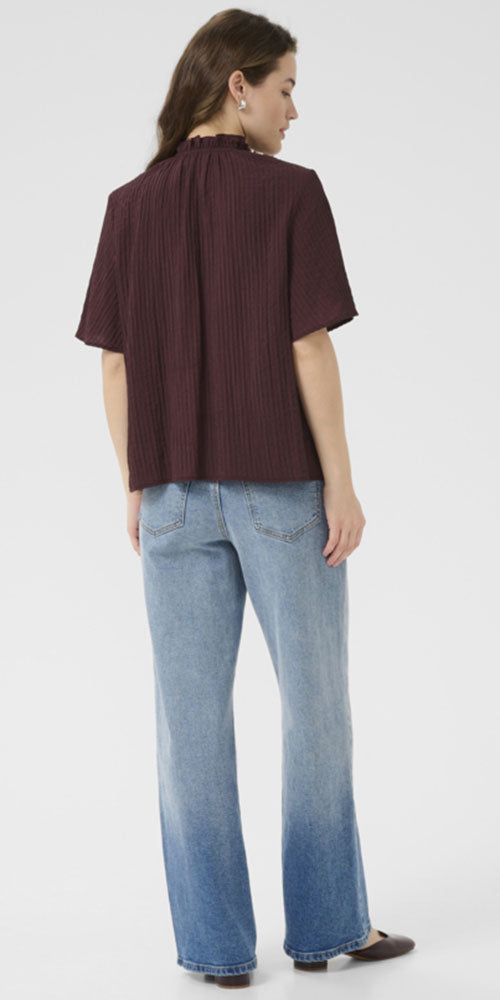 Kaffe Flutter Blouse, dark fudge