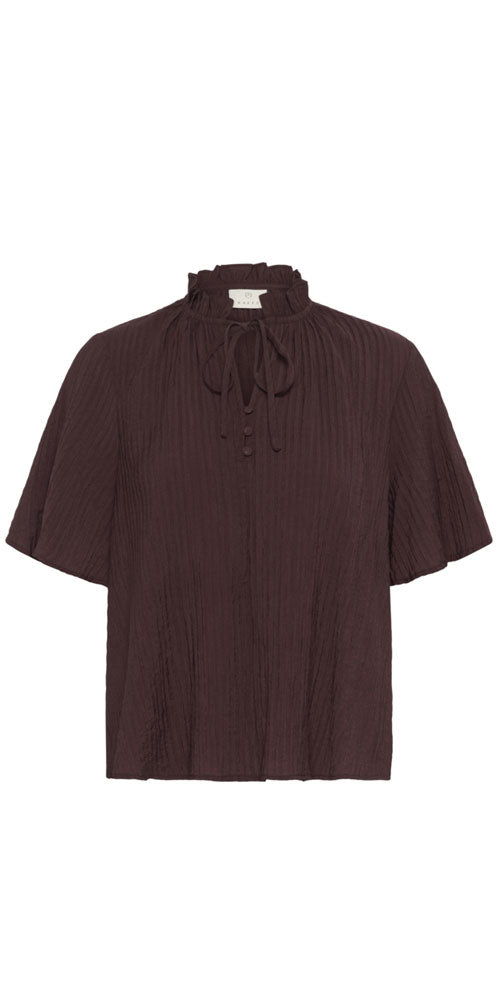 Kaffe Flutter Blouse, dark fudge