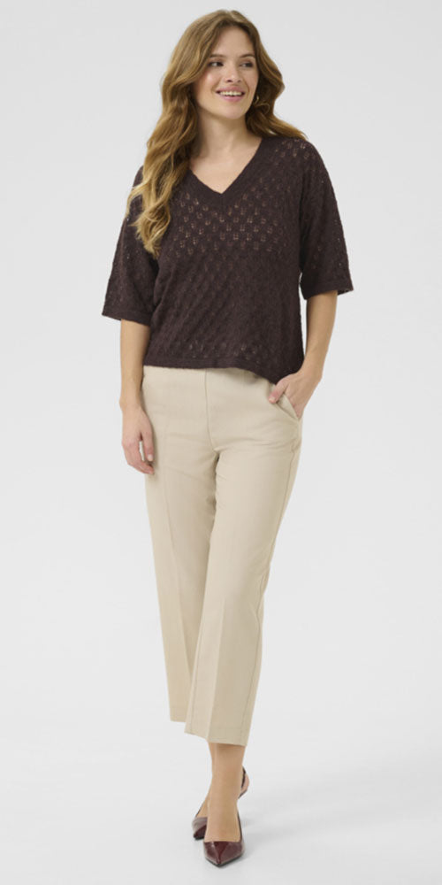 Kaffe Lacey Half Sleeve Sweater, dark burgundy