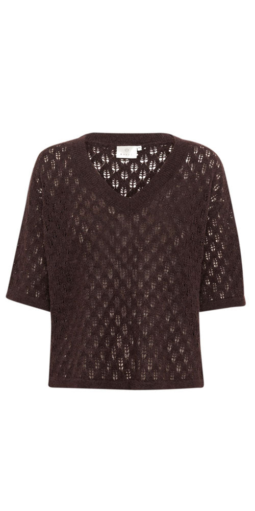 Kaffe Lacey Half Sleeve Sweater, dark burgundy