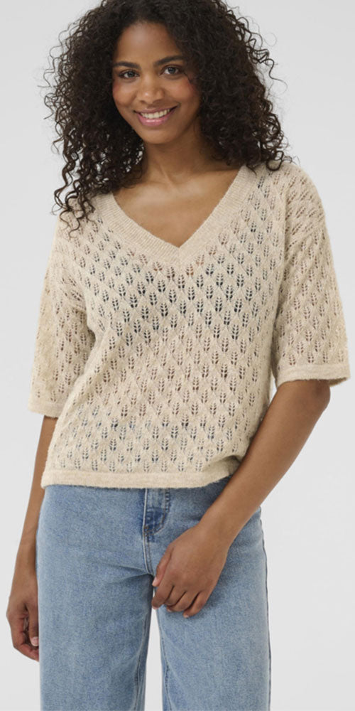 Kaffe Lacey Half Sleeve Sweater, oatmeal