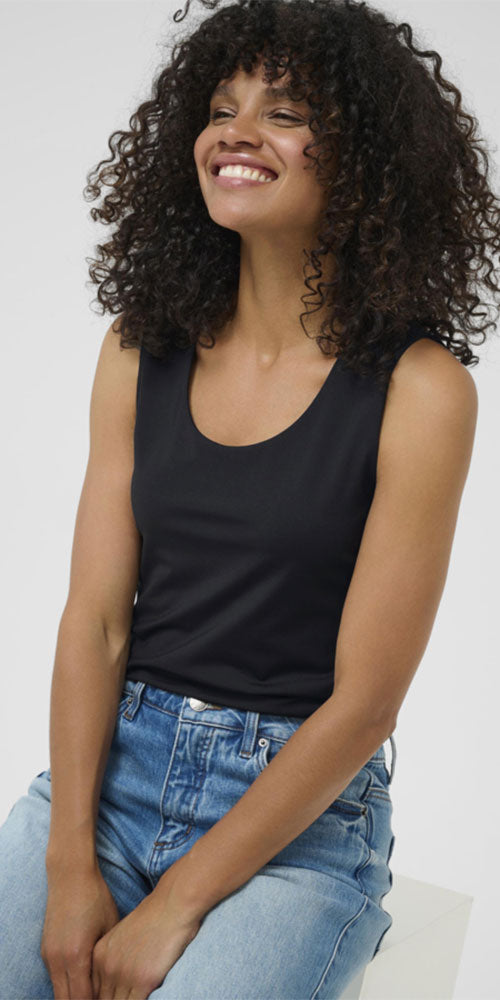 Kaffe Layering Tank, black