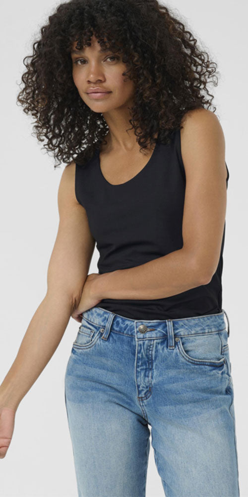 Kaffe Layering Tank, black