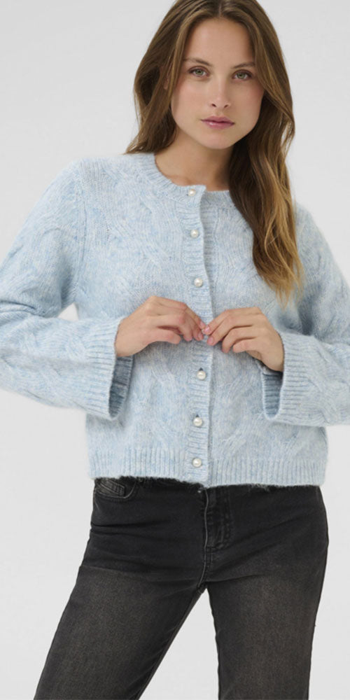 Kaffe Pearl Button Cardy, light blue