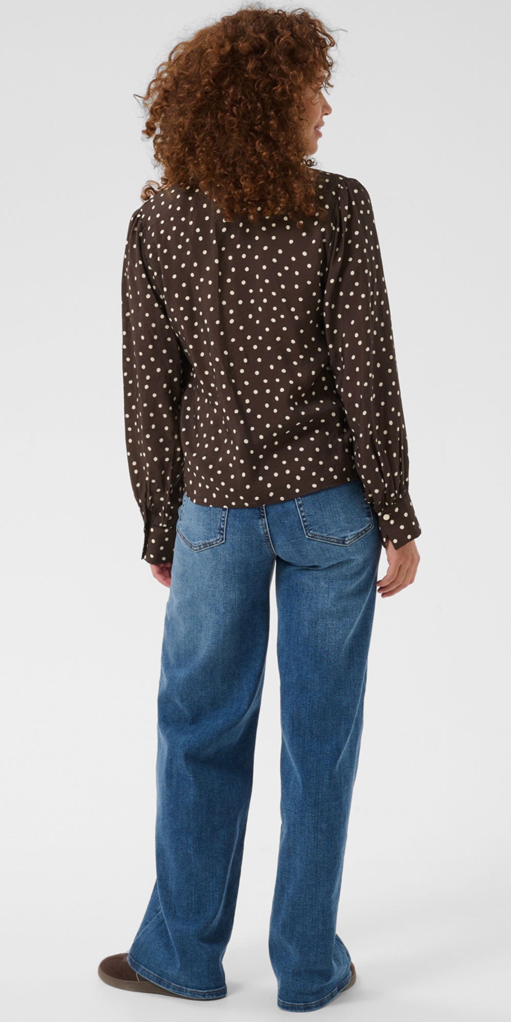 Kaffe Polka Dot Tie Blouse