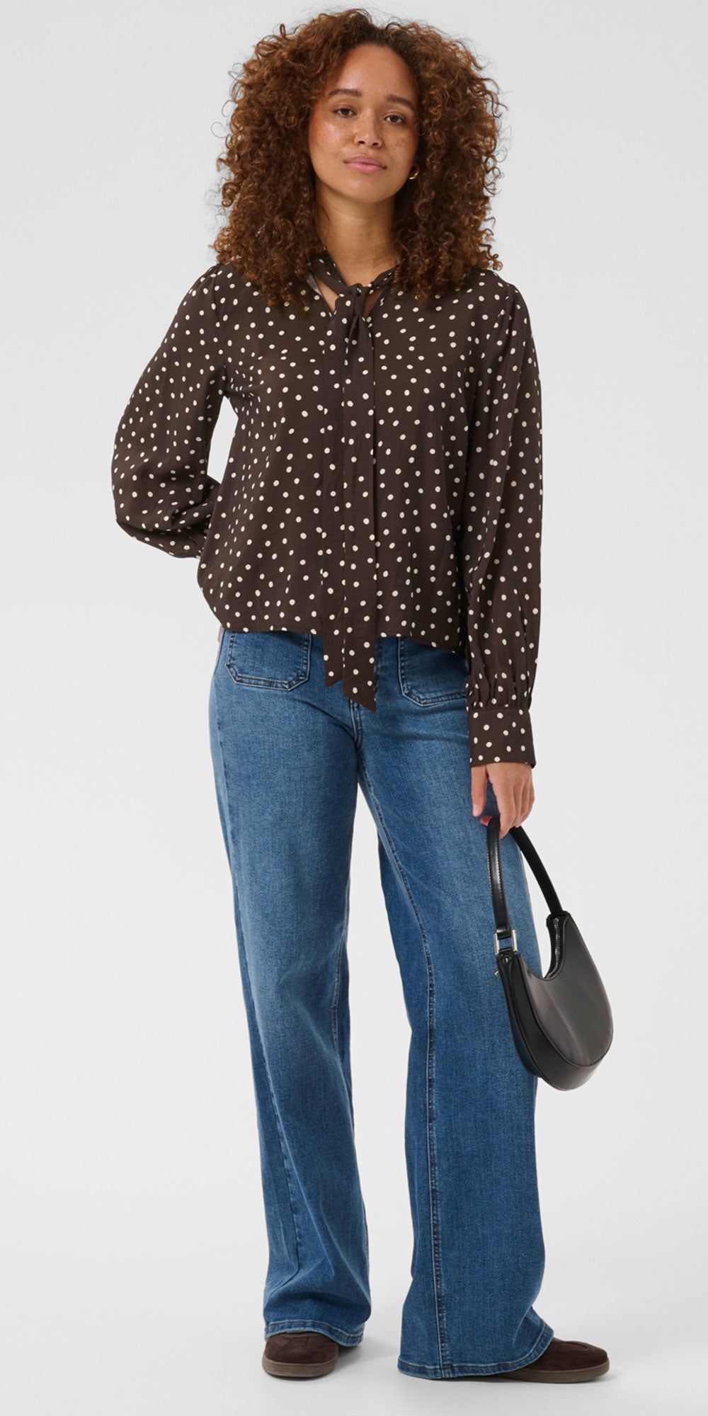Kaffe Polka Dot Tie Blouse