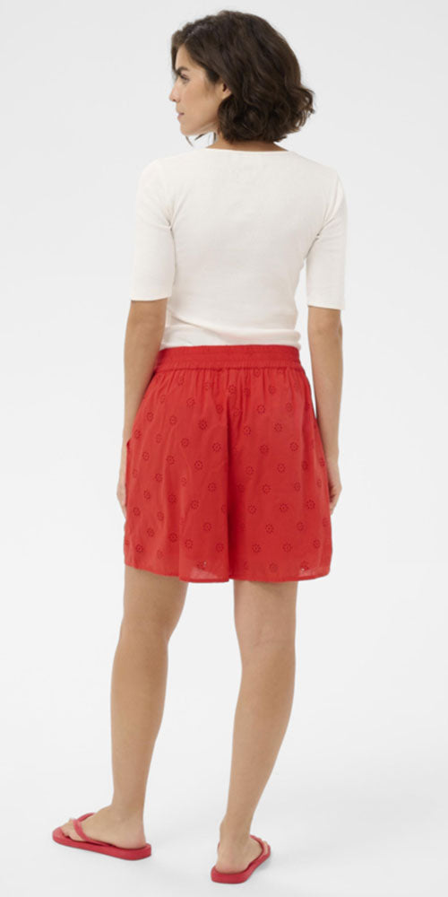 Kaffe Cotton Eyelet Shorts, poppy red