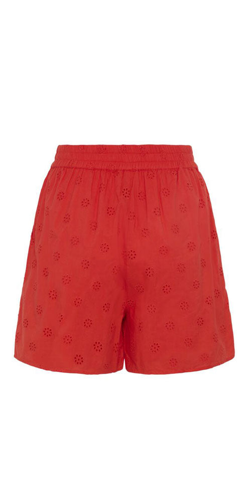 Kaffe Cotton Eyelet Shorts, poppy red