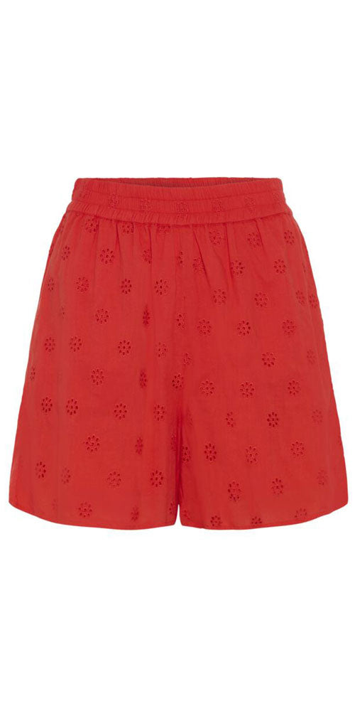 Kaffe Cotton Eyelet Shorts, poppy red