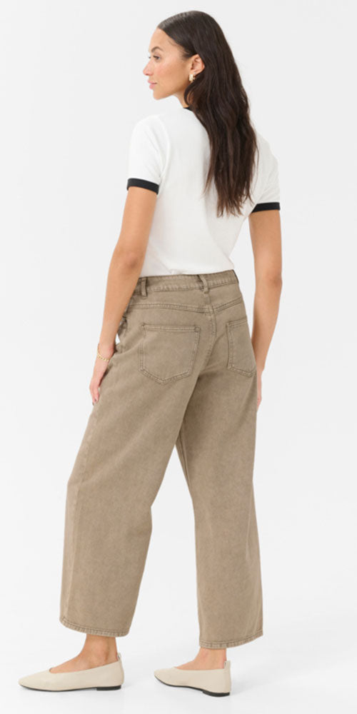 Kaffe Relaxed Crop Jeans, taupe