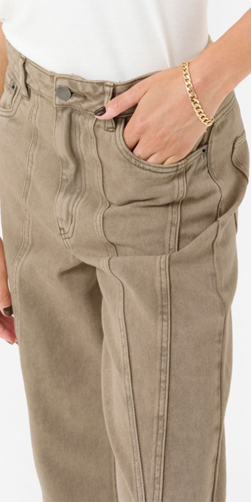 Kaffe Relaxed Crop Jeans, taupe
