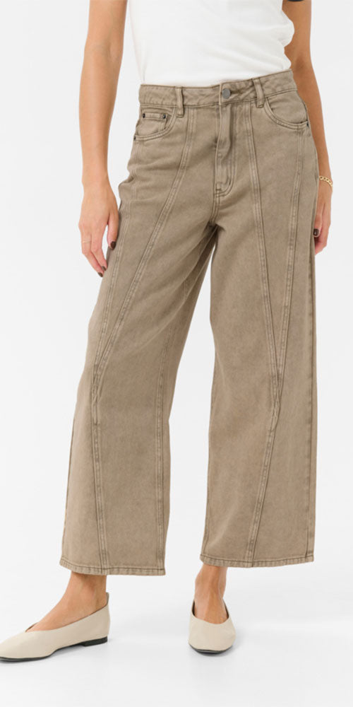 Kaffe Relaxed Crop Jeans, taupe