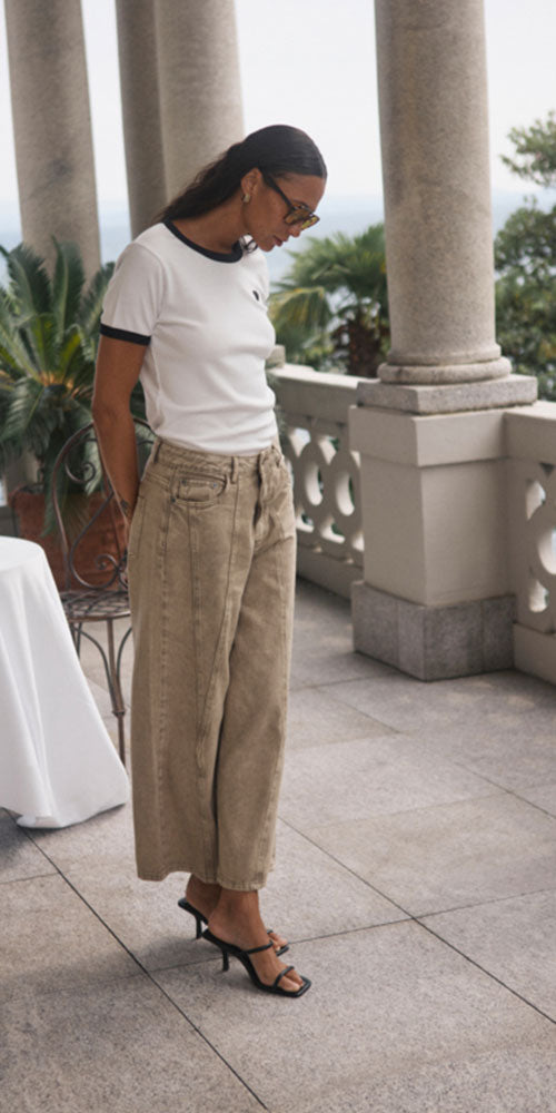 Kaffe Relaxed Crop Jeans, taupe