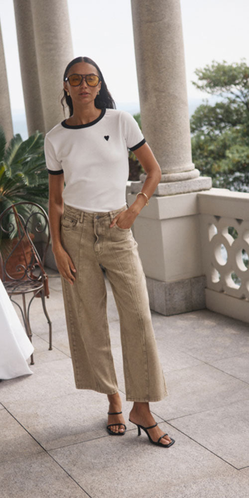 Kaffe Relaxed Crop Jeans, taupe