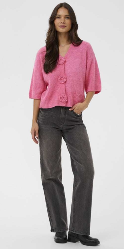 Kaffe Rosette Button Cardy, pink