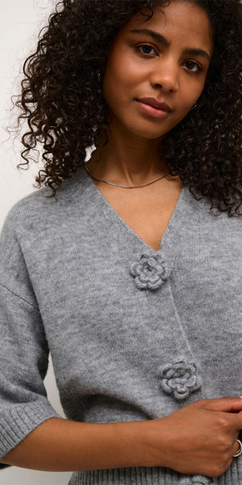 Kaffe Rosette Cardy, grey