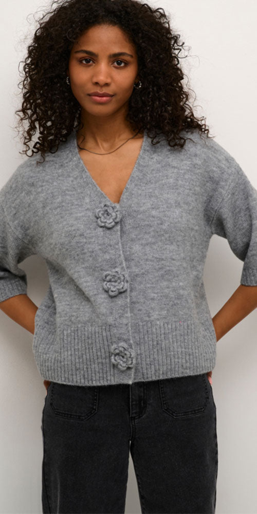 Kaffe Rosette Cardy, grey