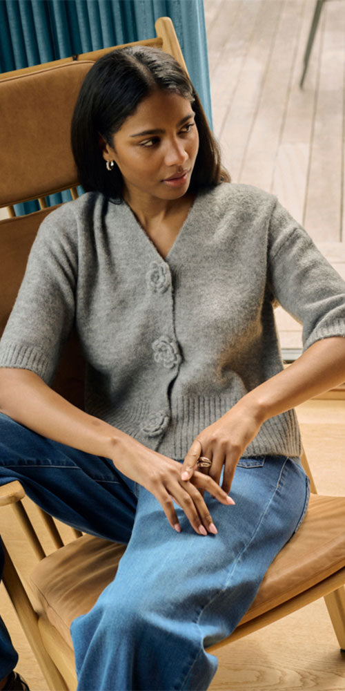 Kaffe Rosette Cardy, grey