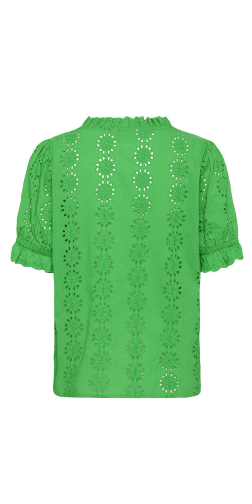 Kaffe Ruffled Eyelet Blouse, green