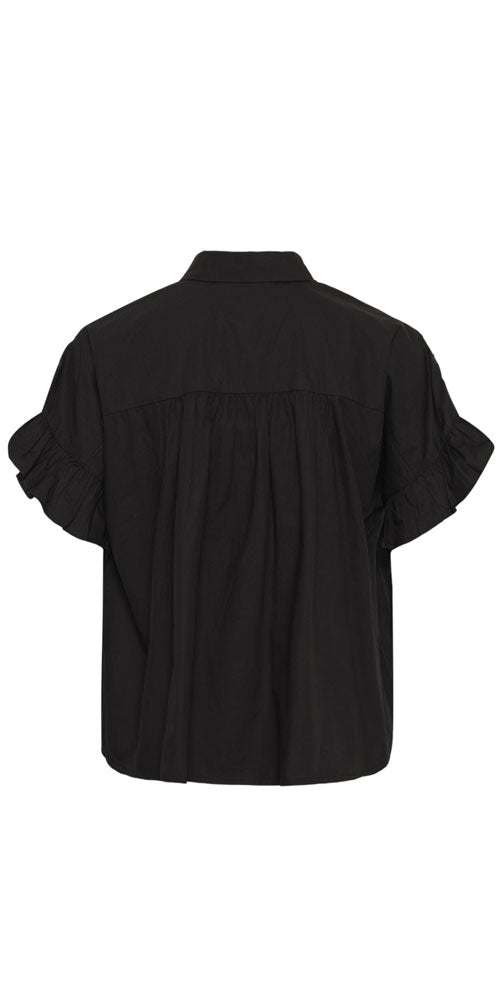 Kaffe Ruffle Smocked Blouse, black