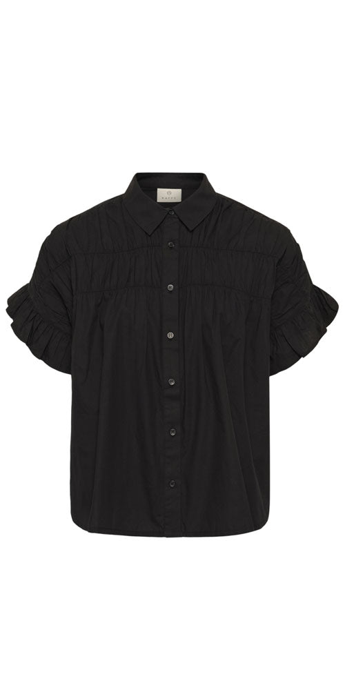 Kaffe Ruffle Smocked Blouse, black