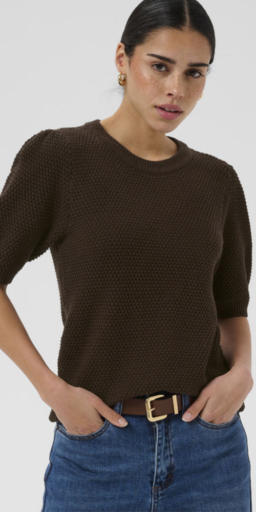 Kaffe Short Sleeve Pullover, chocolate