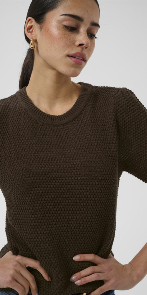 Kaffe Short Sleeve Pullover, chocolate
