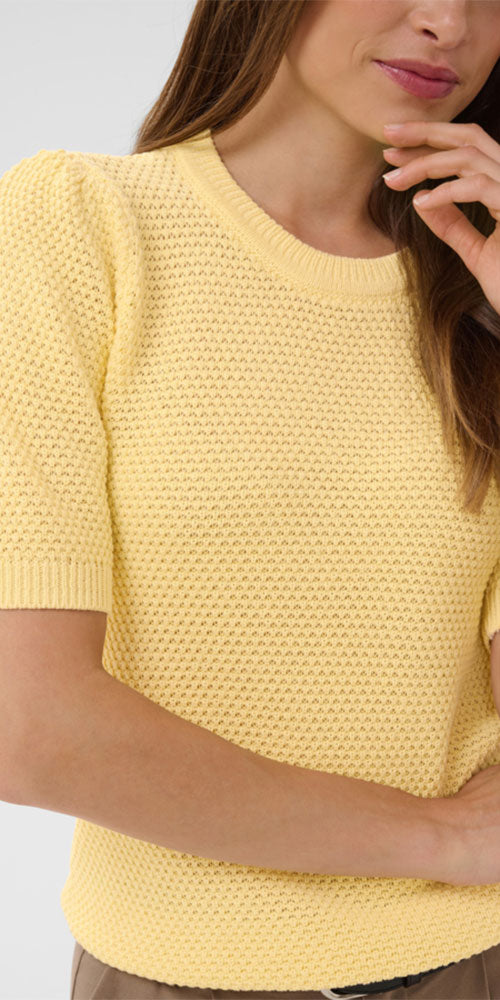 Kaffe Short Sleeve Pullover, yellow